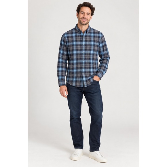 J.Crew Other - J.Crew Mens Blue Grey Plaid Cotton Button Down Shirt Size M 47166 FA12